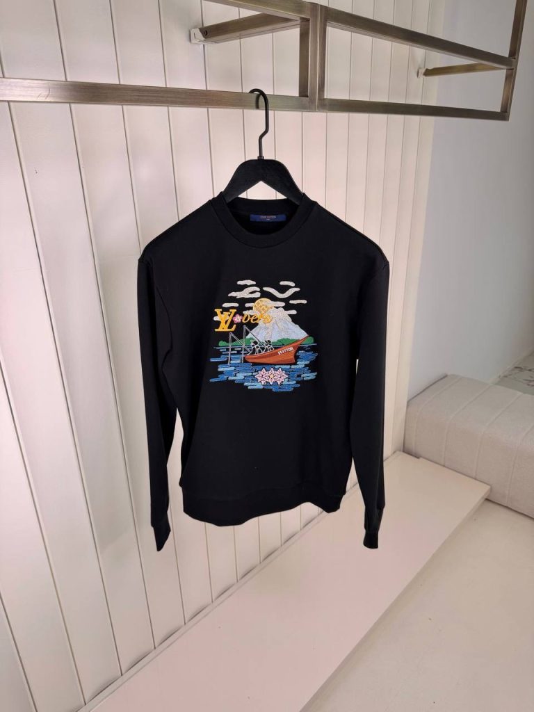 Black LV x Nigo Embroidered dark heather Sweatshirt