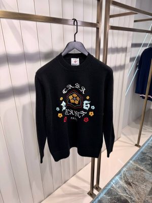 Black Casablanca Emblem Merino crew-neck Knit Sweater