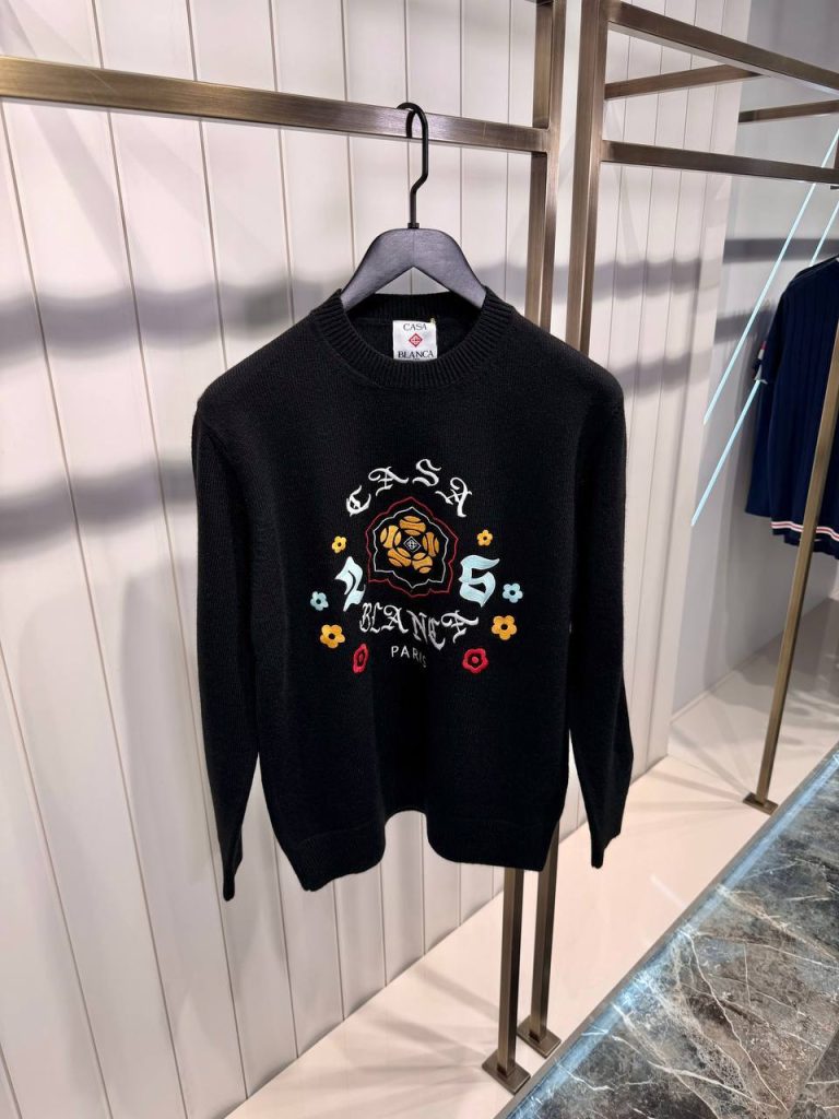 Black Casablanca Emblem Merino crew-neck Knit Sweater