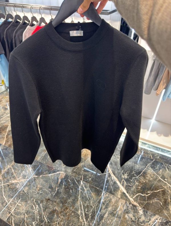 Black CD icon virgin wool punto milano sweater - Image 2