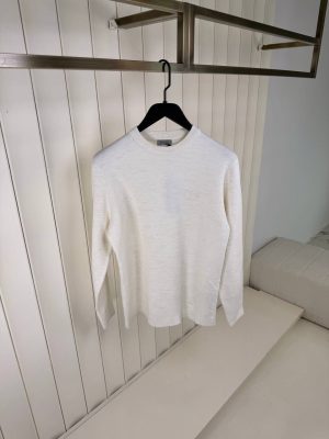 Ecru CD icon virgin wool punto milano sweater