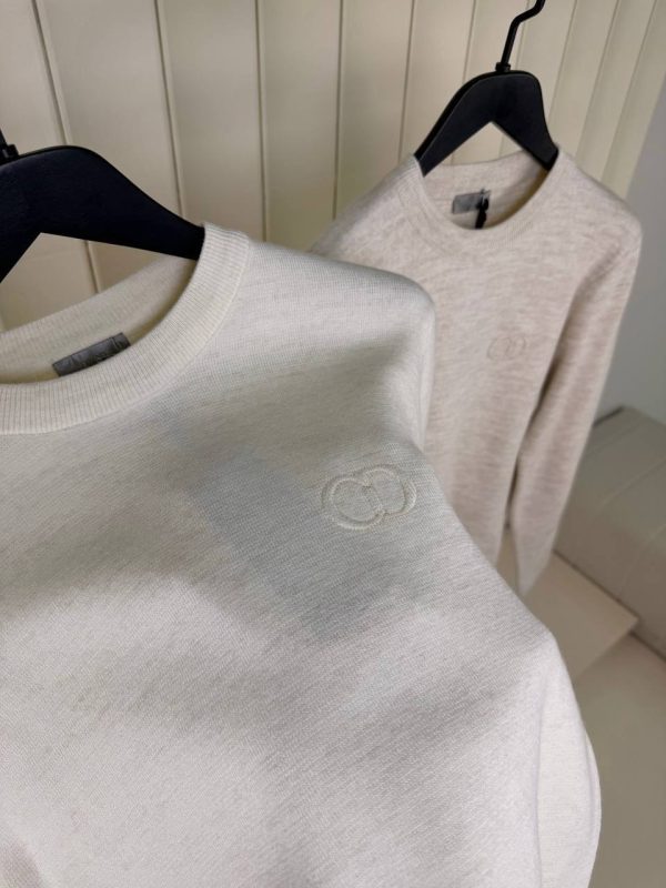 Beige CD icon virgin wool punto milano sweater - Image 4