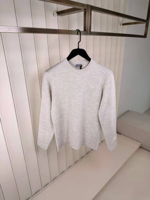 Beige CD icon virgin wool punto milano sweater