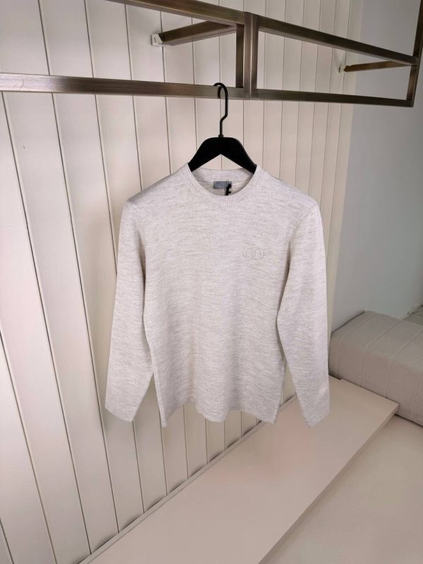 Beige CD icon virgin wool punto milano sweater