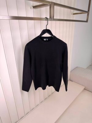 Black CD icon virgin wool punto milano sweater