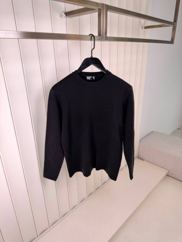 Black CD icon virgin wool punto milano sweater