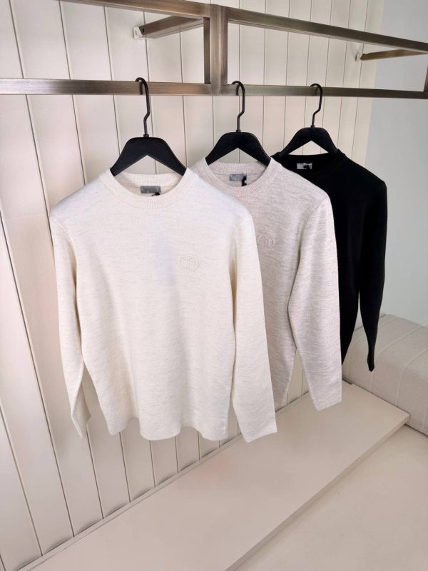 Beige CD icon virgin wool punto milano sweater - Image 5