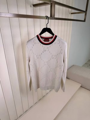 White gucci perforated GG cotton sweater