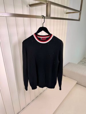 Black gucci perforated GG cotton sweater