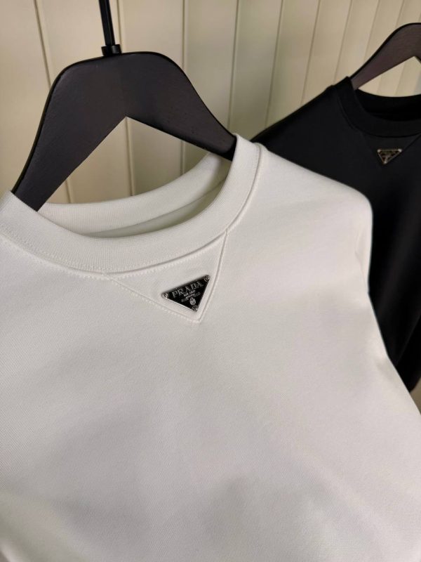 White prada logo neck cotton sweater - Image 2