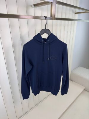 Navy dior CD icon cotton hoodie