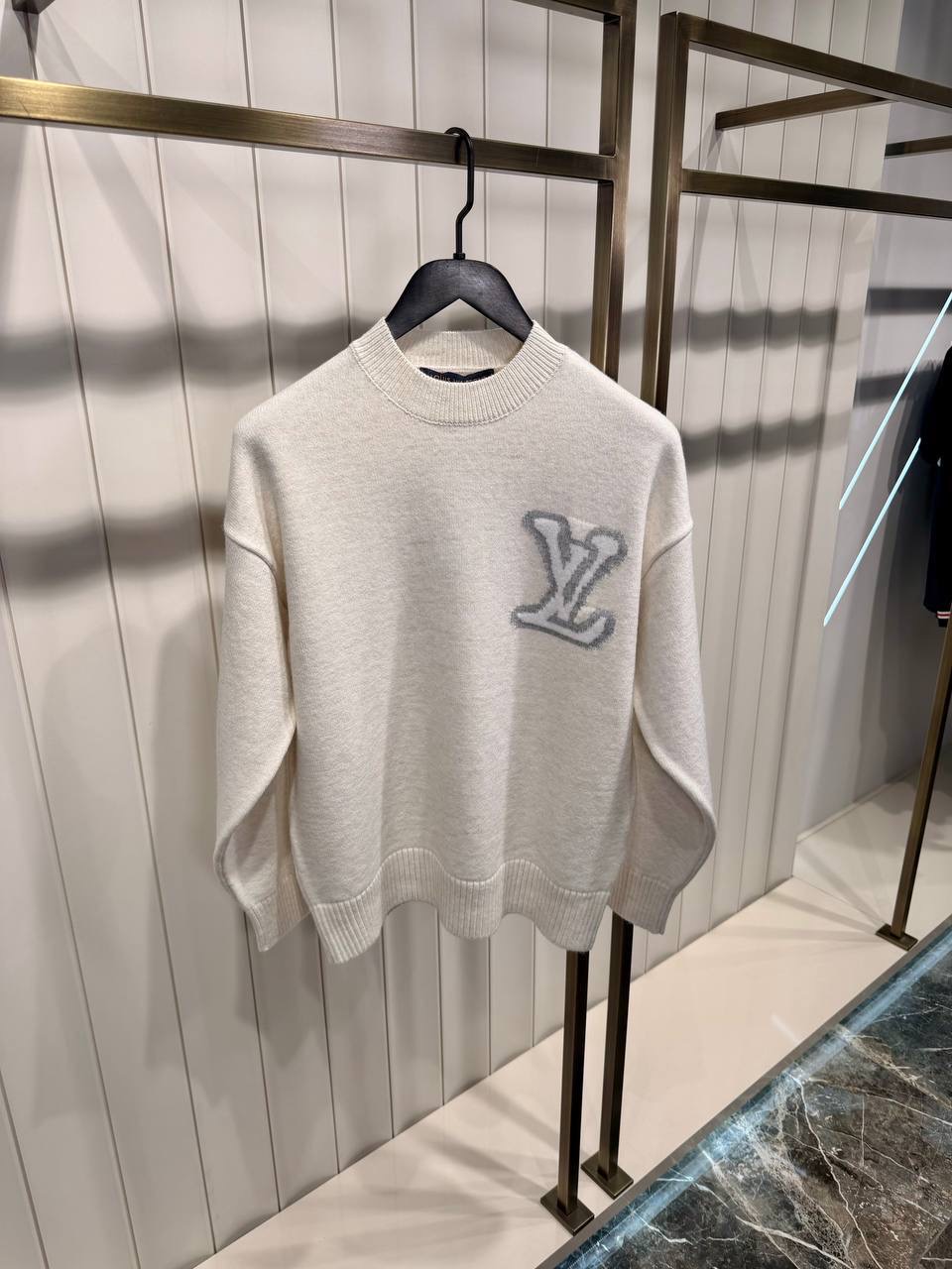 Beige LV Intarsia knitted sweatshirt - Image 3