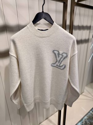 Beige LV Intarsia knitted sweatshirt
