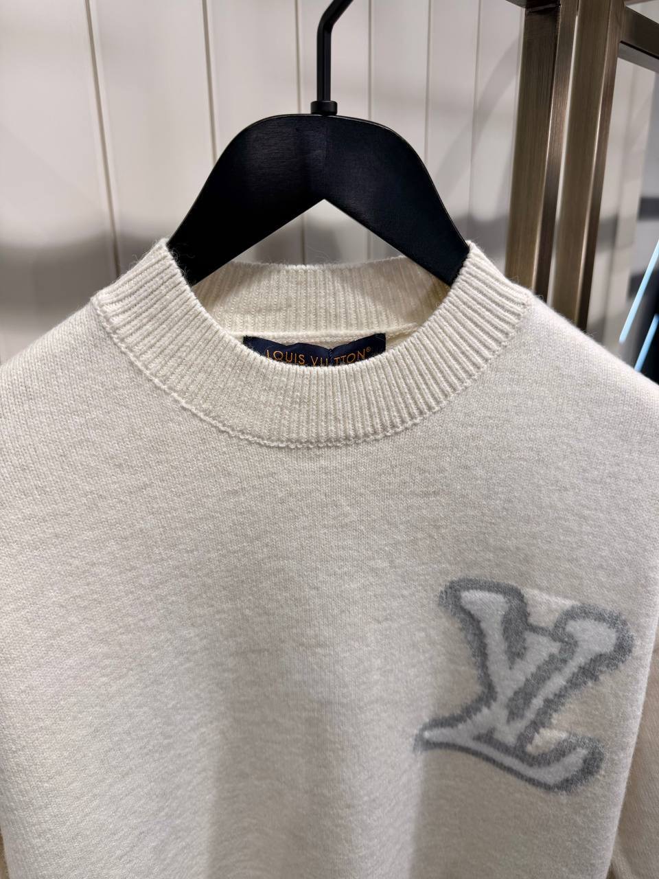 Beige LV Intarsia knitted sweatshirt - Image 2
