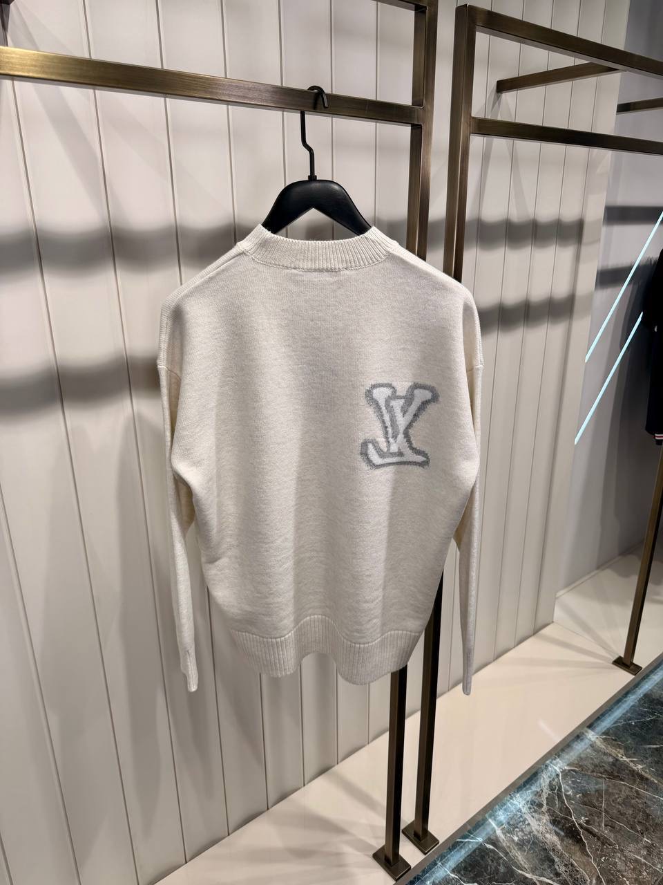 Beige LV Intarsia knitted sweatshirt - Image 4