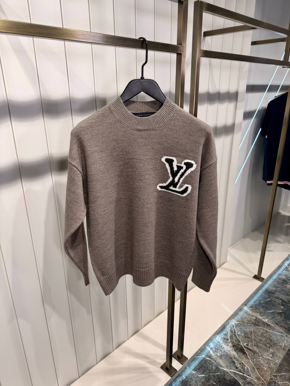 Brown LV Intarsia knitted sweatshirt - Image 3