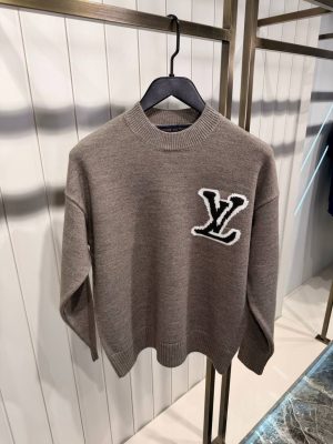 Brown LV Intarsia knitted sweatshirt