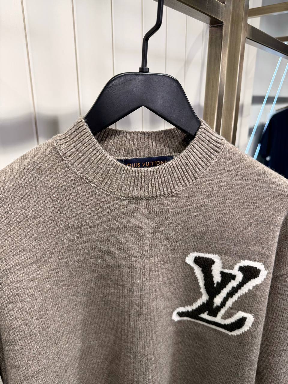 Brown LV Intarsia knitted sweatshirt - Image 2