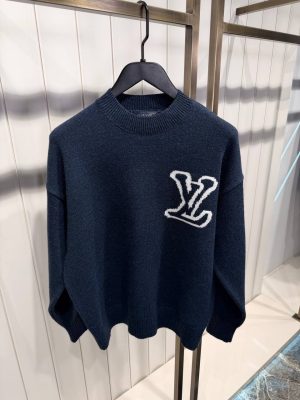 Navy LV Intarsia knitted sweatshirt