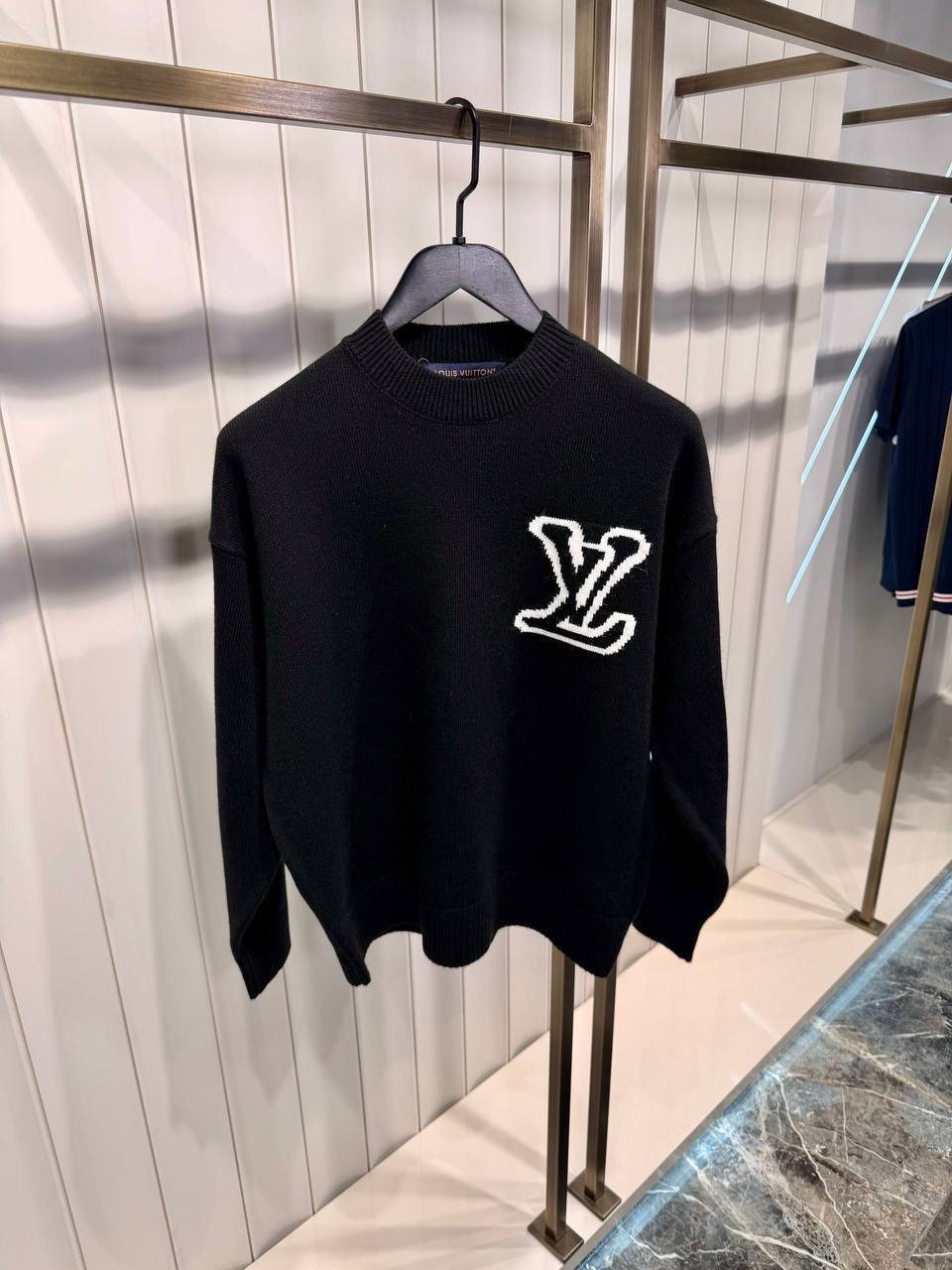 Black LV Intarsia knitted sweatshirt - Image 2
