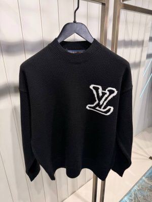 Black LV Intarsia knitted sweatshirt
