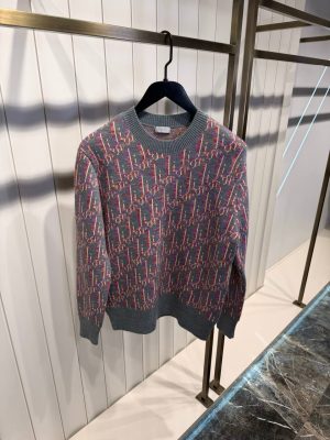 Gray pink Dior Virgin Wool Jacquard Oblique Sweater