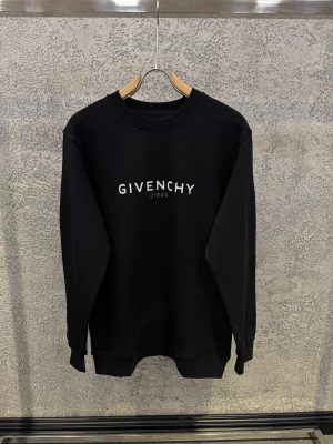 Black Givenchy Paris reverse logo-print crewneck cotton sweatshirt