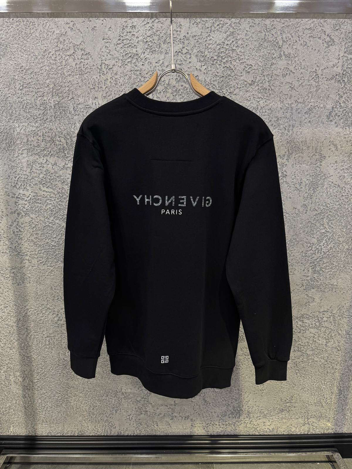 Black Givenchy Paris reverse logo-print crewneck cotton sweatshirt - Image 2