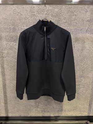 Black Prada Superfine wool half-zip sweater