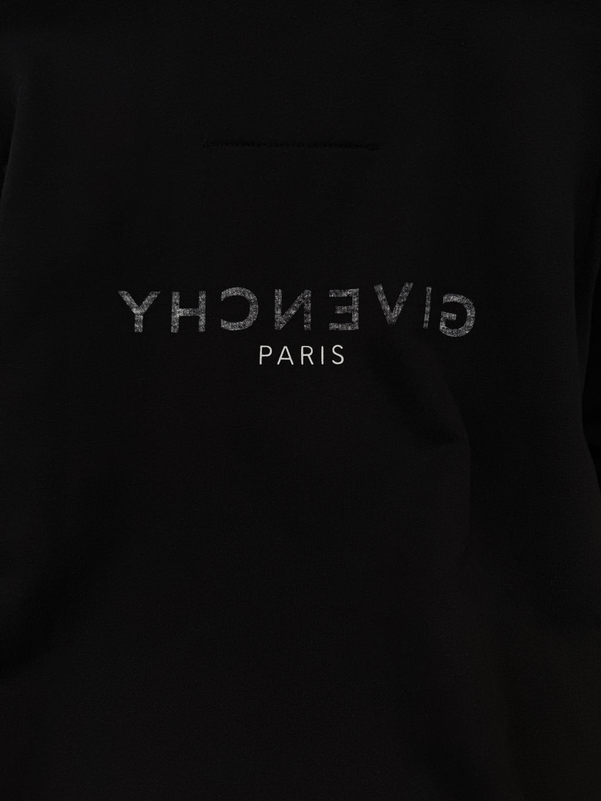 Black Givenchy Paris reverse logo-print crewneck cotton sweatshirt - Image 3