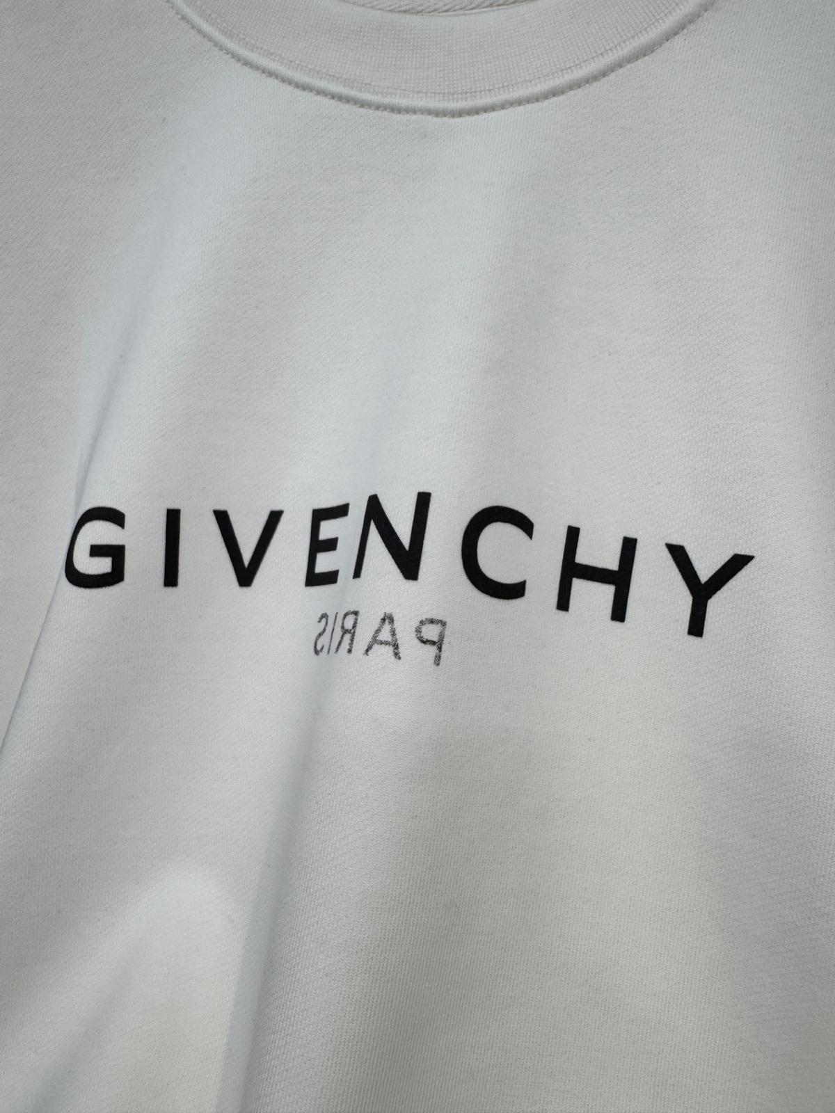 White Givenchy Paris reverse logo-print crewneck cotton sweatshirt - Image 4