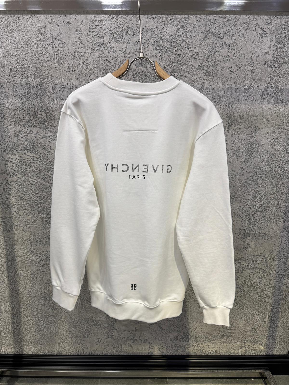White Givenchy Paris reverse logo-print crewneck cotton sweatshirt - Image 2