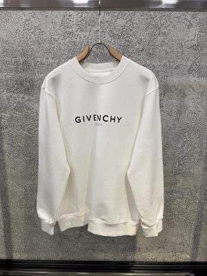 White Givenchy Paris reverse logo-print crewneck cotton sweatshirt