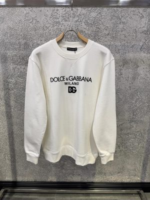 White Dolce & Gabbana Milano jersey logo-embroidered cotton sweatshirt