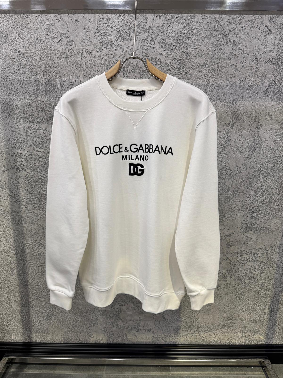 White Dolce & Gabbana Milano jersey logo-embroidered cotton sweatshirt