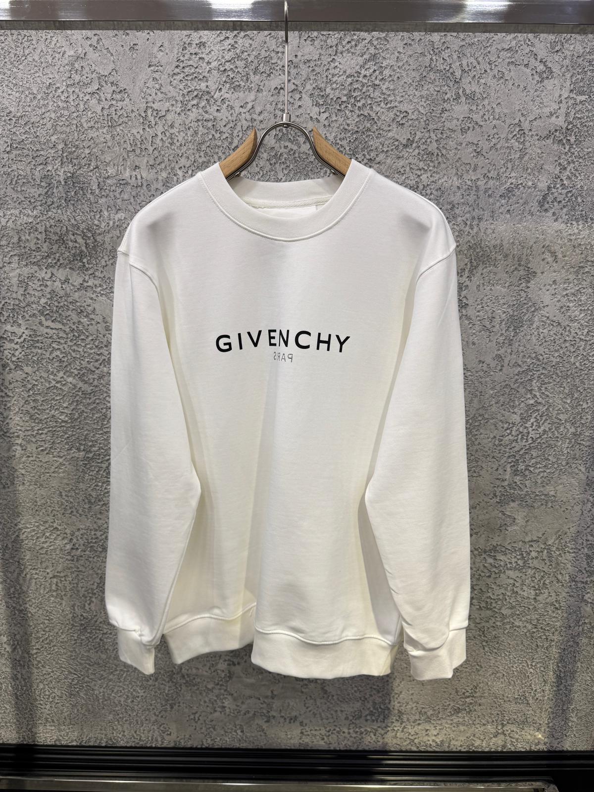 White Givenchy Paris reverse logo-print crewneck cotton sweatshirt