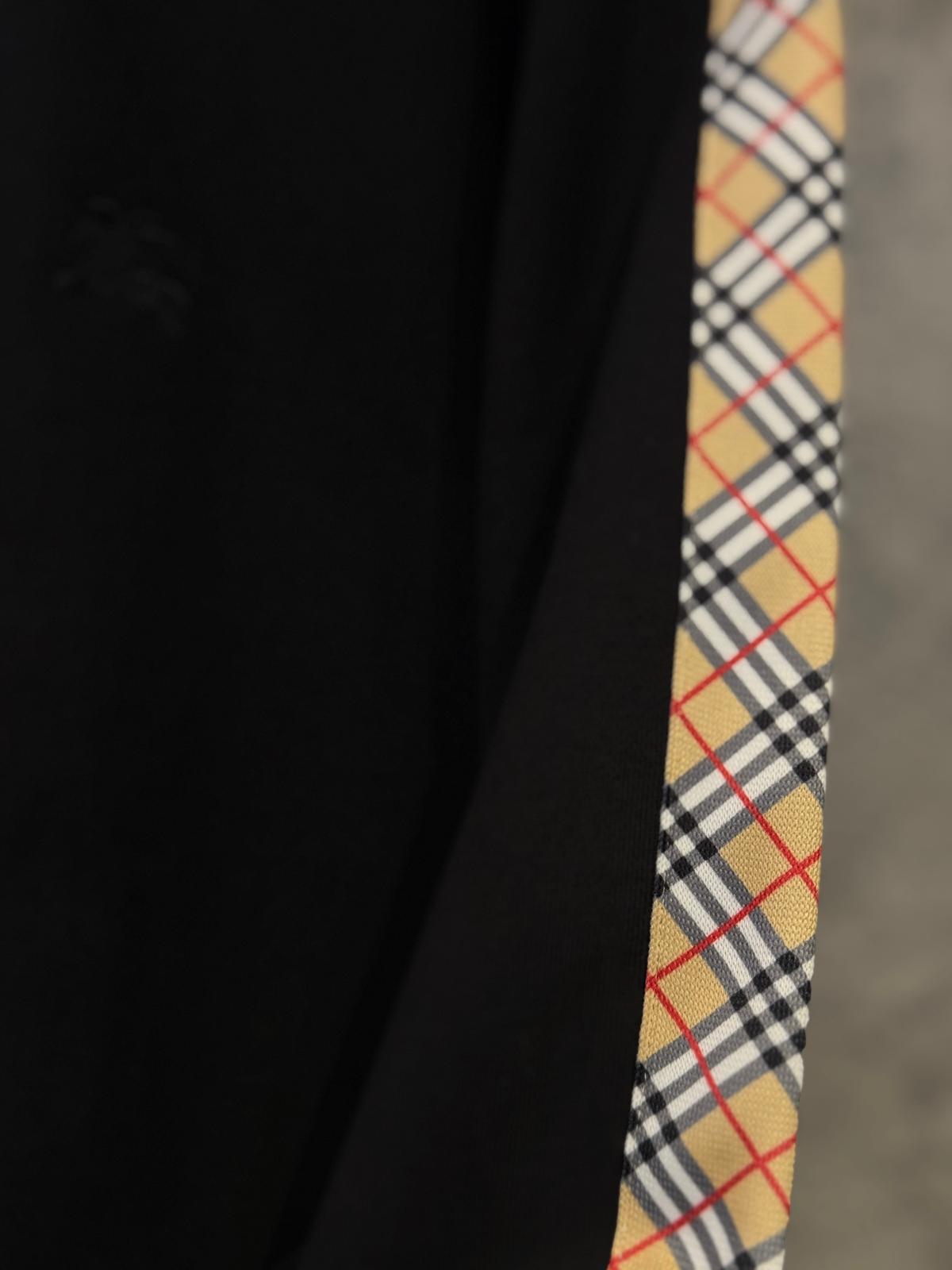 Black Burberry sleeves check trim cotton sweatshirt - Image 2