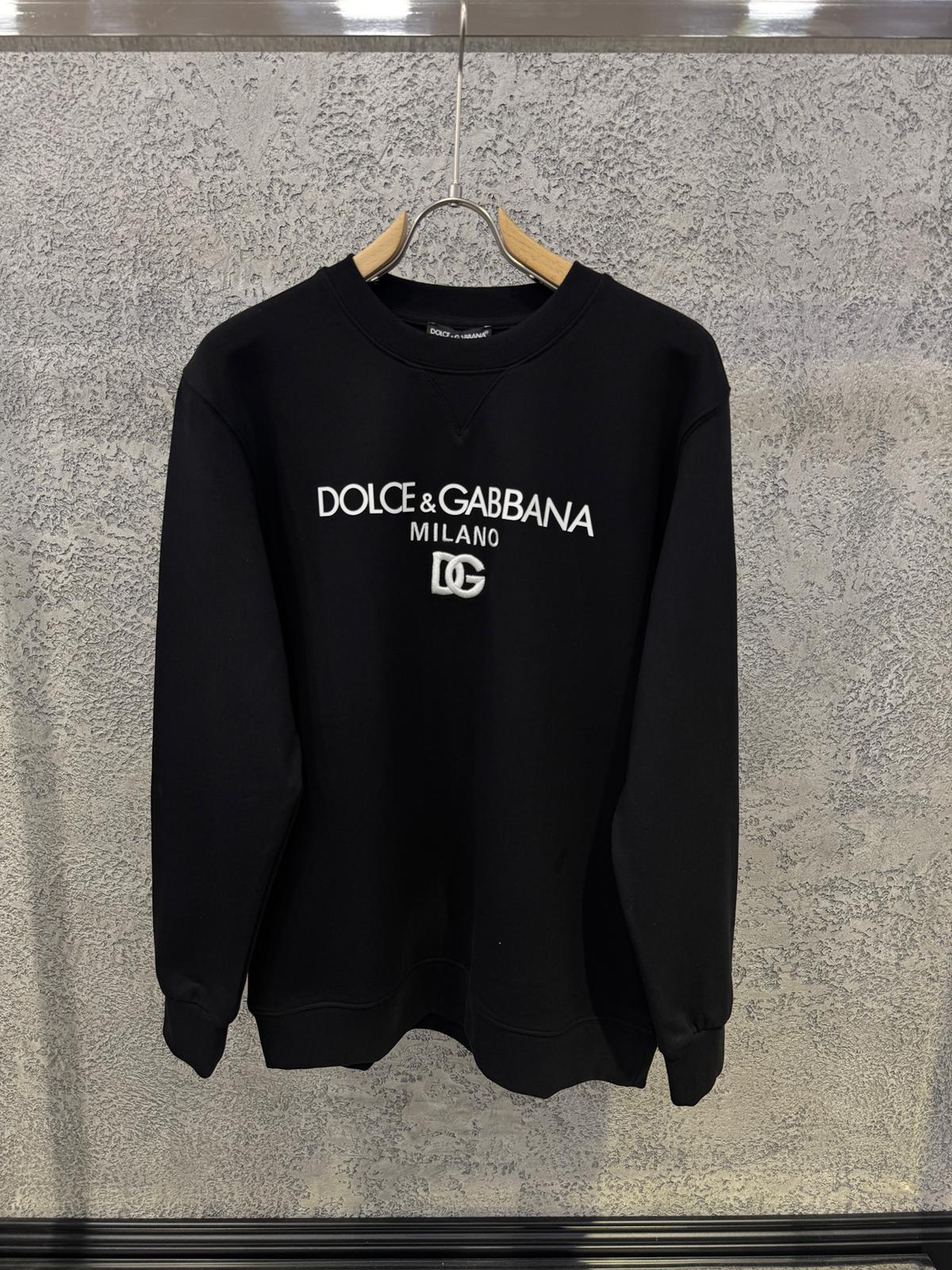 Black Dolce & Gabbana Milano jersey logo-embroidered cotton sweatshirt