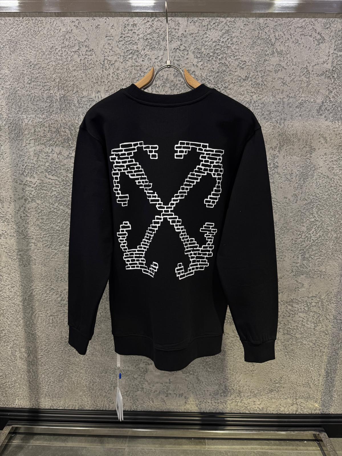 Black Off-White brick arrow graphic print cotton sweatshirt