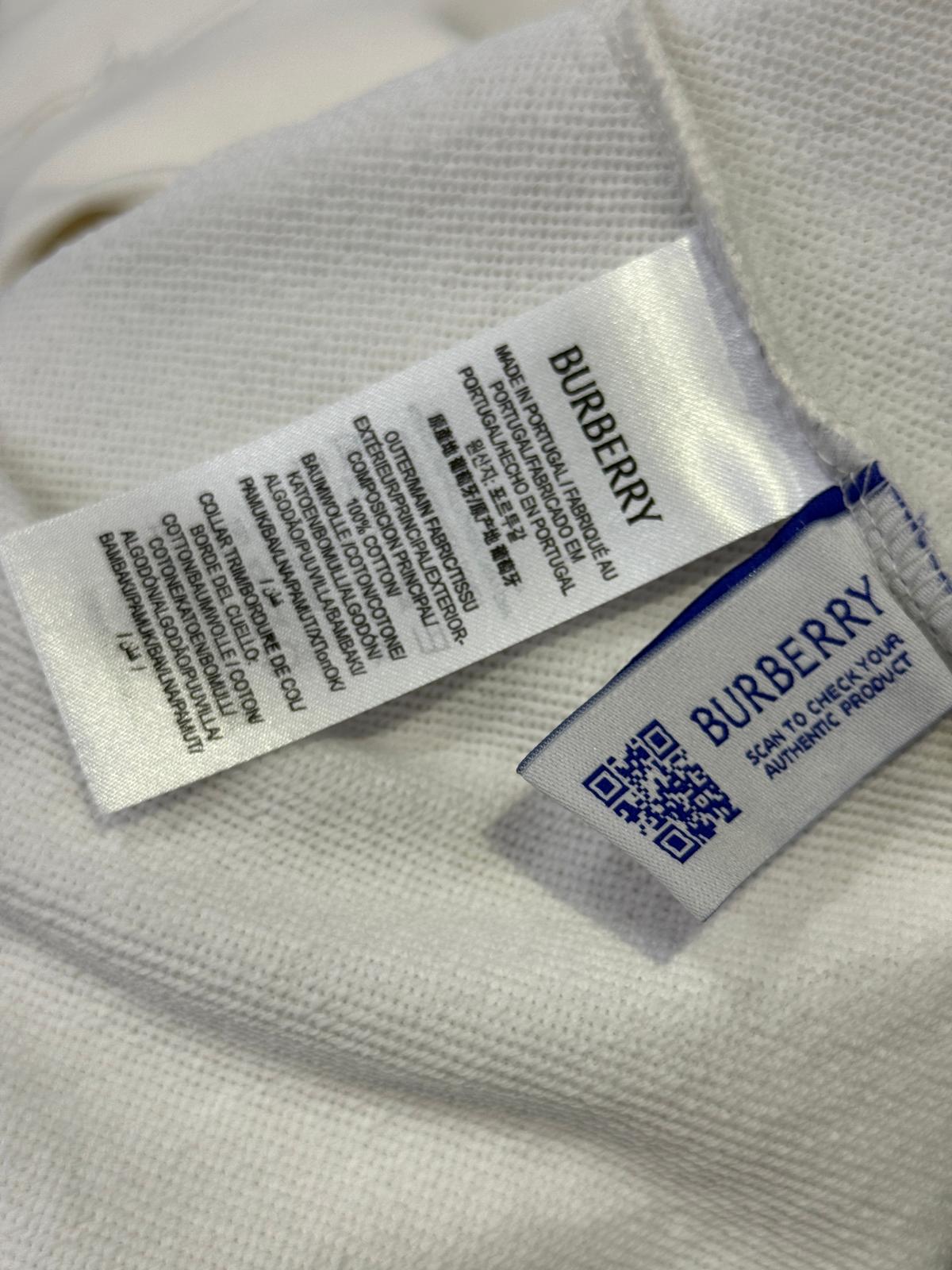 White Burberry sleeves check trim cotton sweatshirt - Image 4