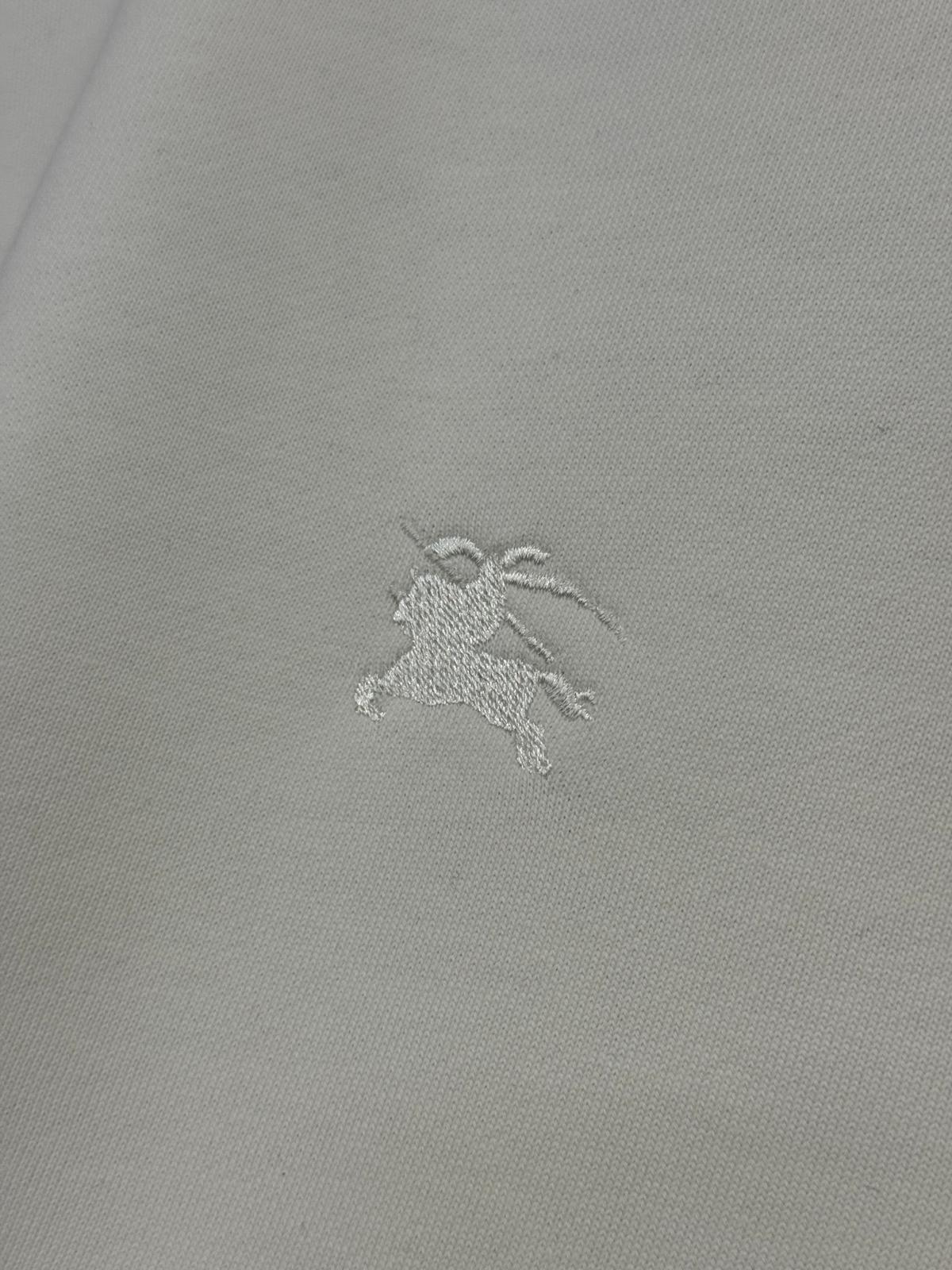 White Burberry sleeves check trim cotton sweatshirt - Image 3