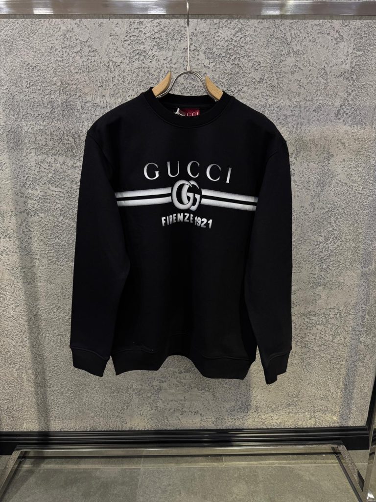 Black Gucci double G logo print cotton sweatshirt