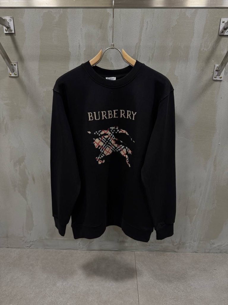 Black Burberry logo embroidered EKD check Sweatshirt