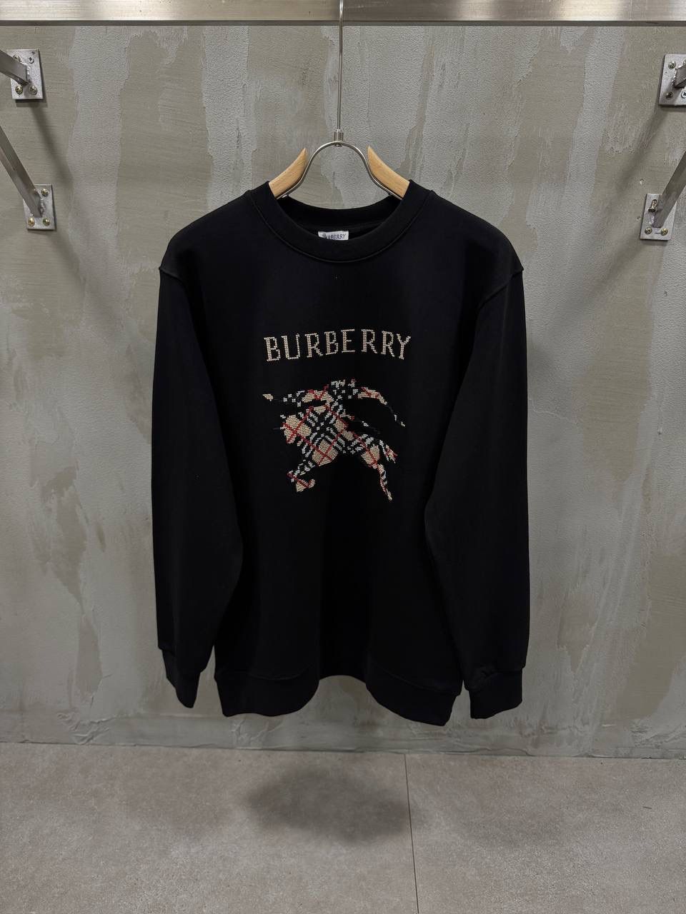 Black Burberry logo embroidered EKD check Sweatshirt