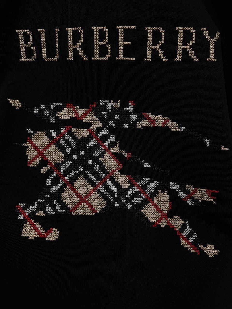 Black Burberry logo embroidered EKD check Sweatshirt - Image 2
