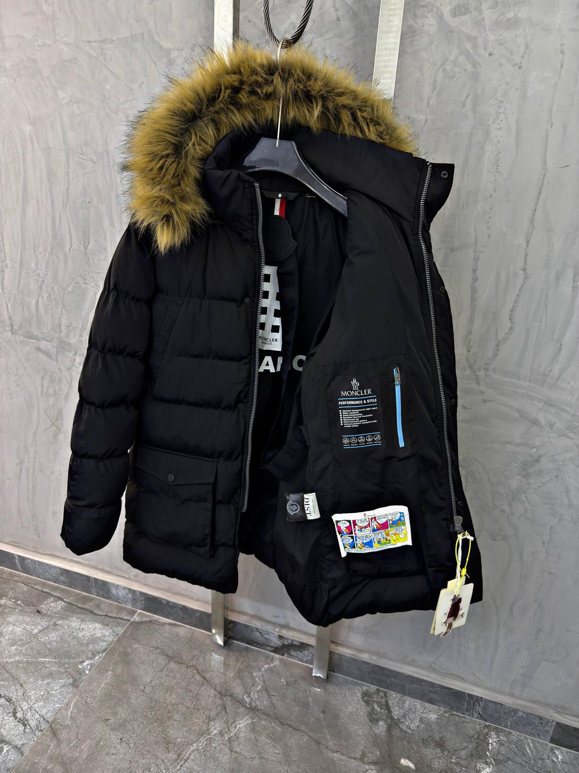 Black Moncler Cluny fur trimmed hood quilted puffer jacket - Image 11