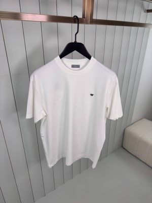 White Dior black bee embroidery jersey cotton tee