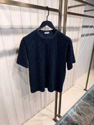 Navy Dior Terry oblique relaxed-fit jacquard cotton tee