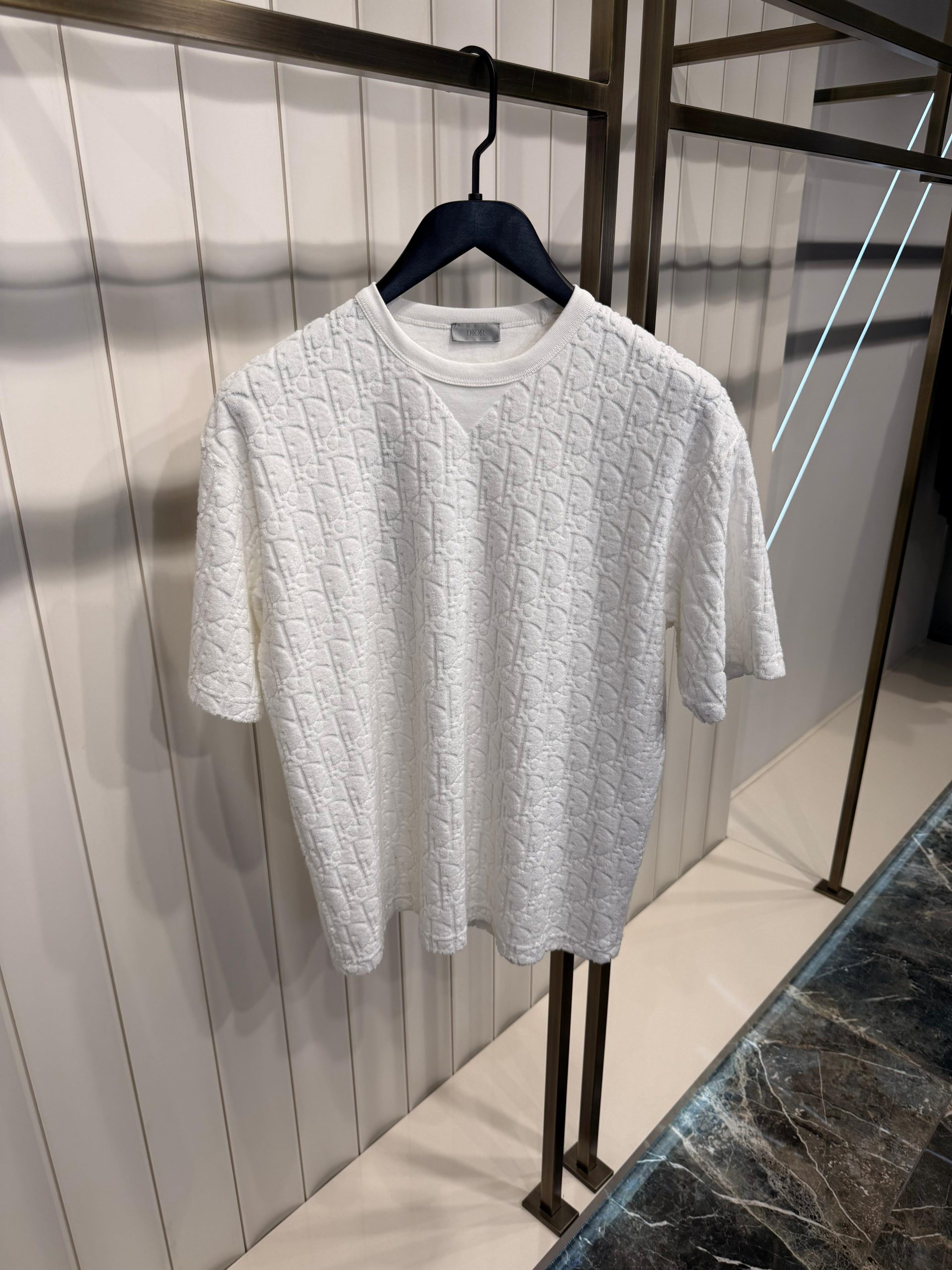 White Dior Terry oblique relaxed-fit jacquard cotton tee - Image 2