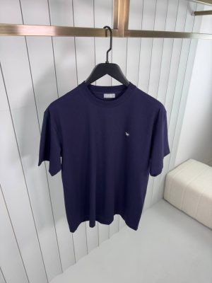 Navy Dior white bee embroidery jersey cotton tee